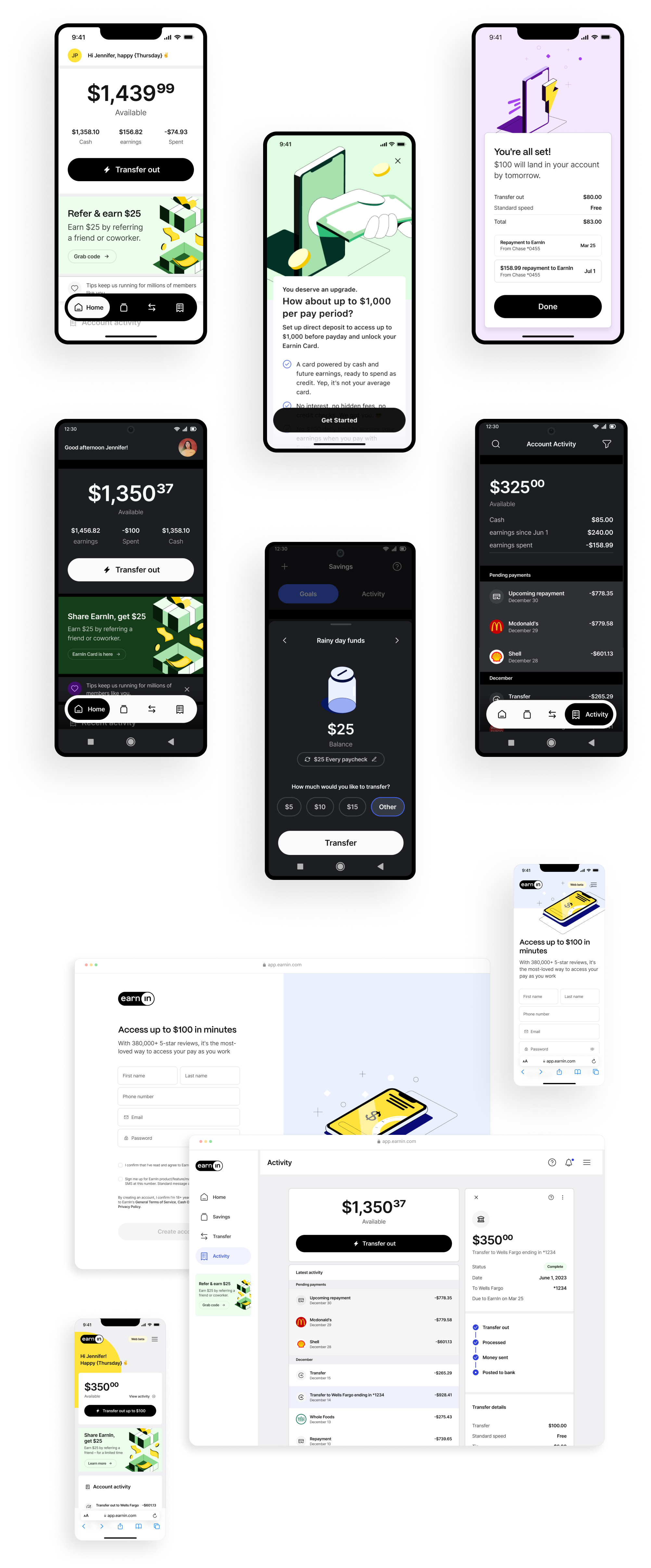 Product redesign Earnin desing system Julia Gale